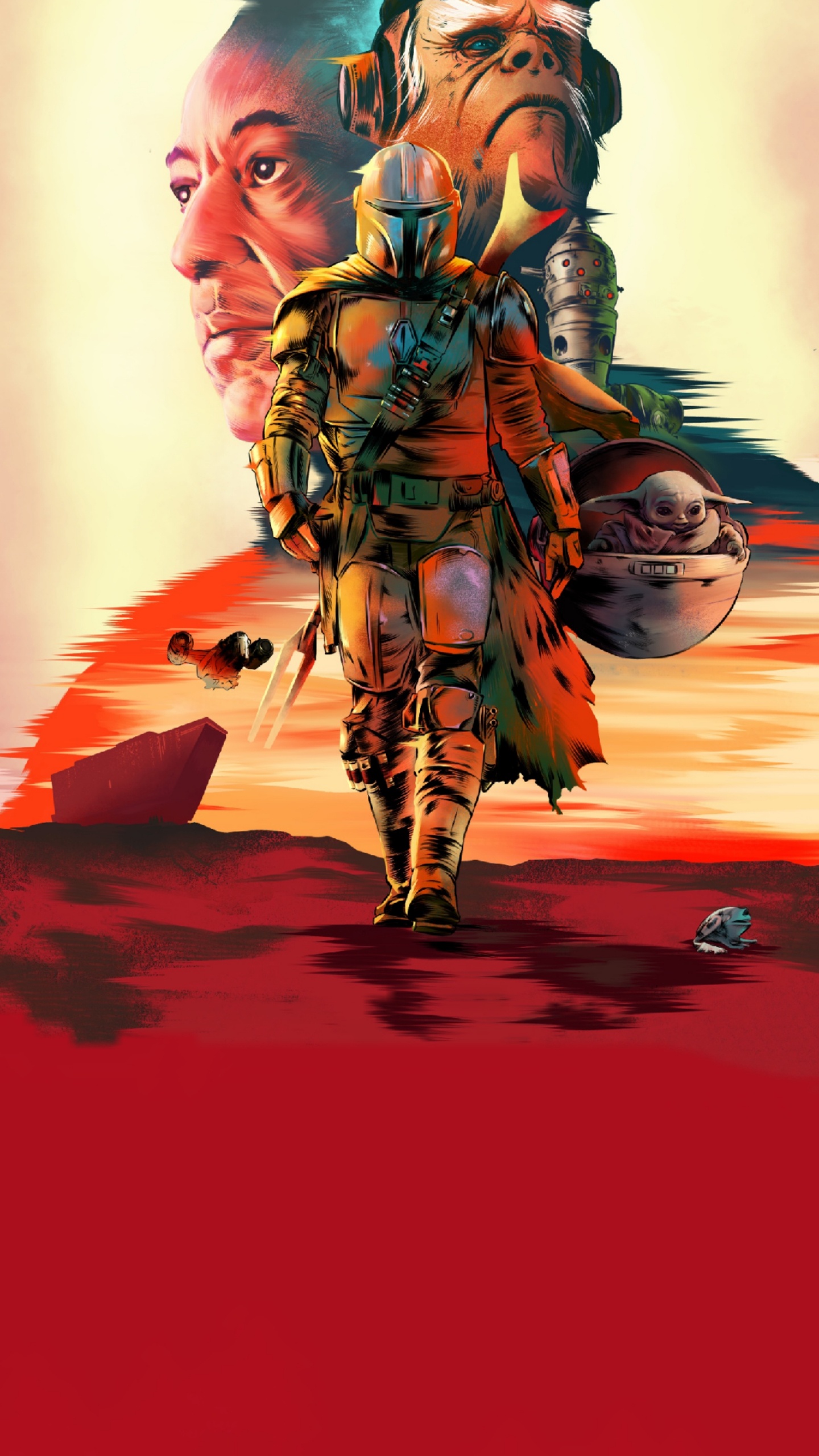 Art grogu anakin skywalker the mandalorian painting wallpaper for
