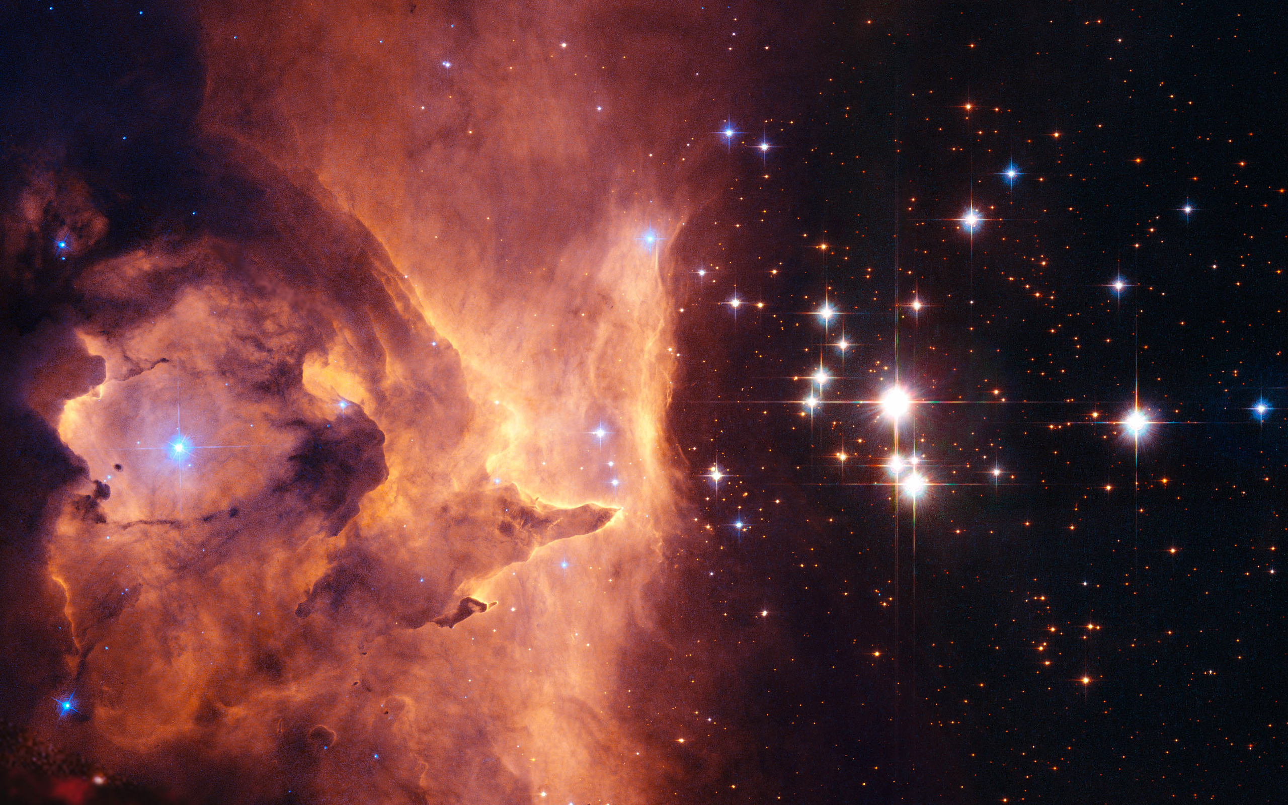 2 звезды в космосе. Туманность Небула НАСА. Эмиссионная туманность Sharpless 2-106. Небула звезда. Хаббл телескоп снимки космоса.