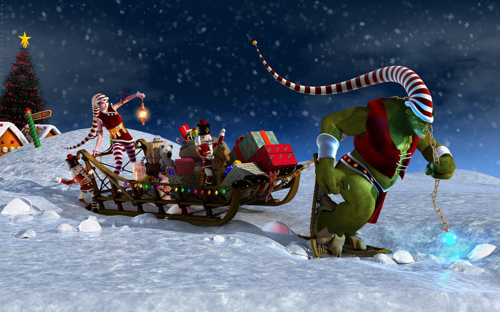 Fondos de Pantalla El Día De Navidad, Santa Claus, Invierno, Trineo ...