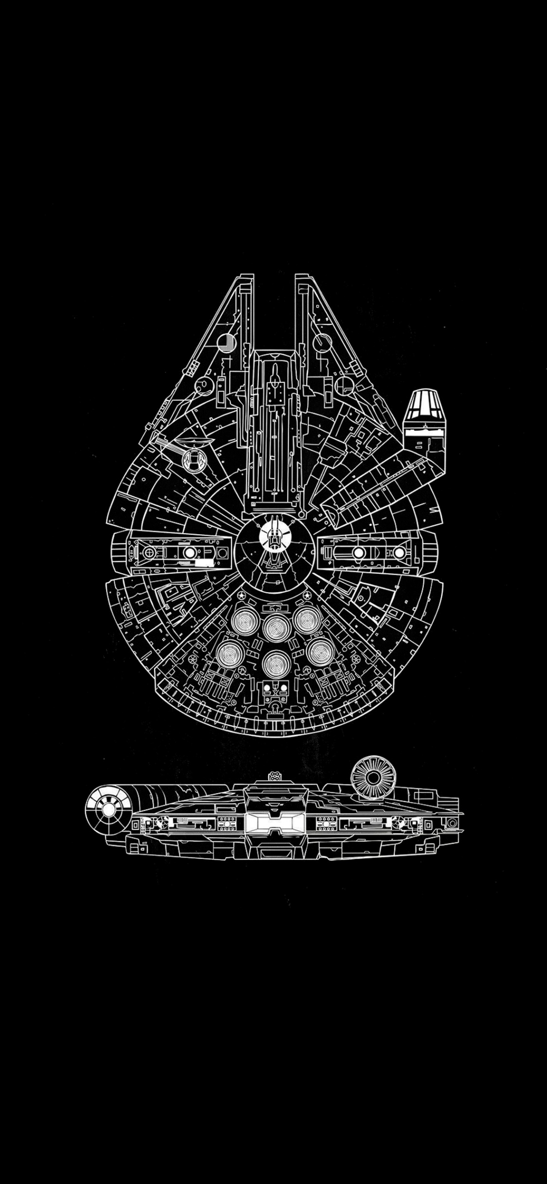 Star Wars, Amoled, OLED, Darth Vader, Halcón Milenario. Wallpaper in 1125x2436 Resolution