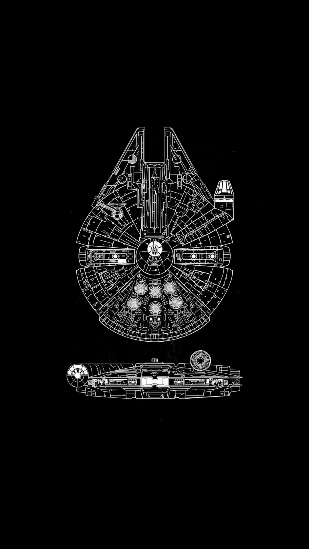 Star Wars, Amoled, OLED, Darth Vader, Millennium Falcon. Wallpaper in 1080x1920 Resolution