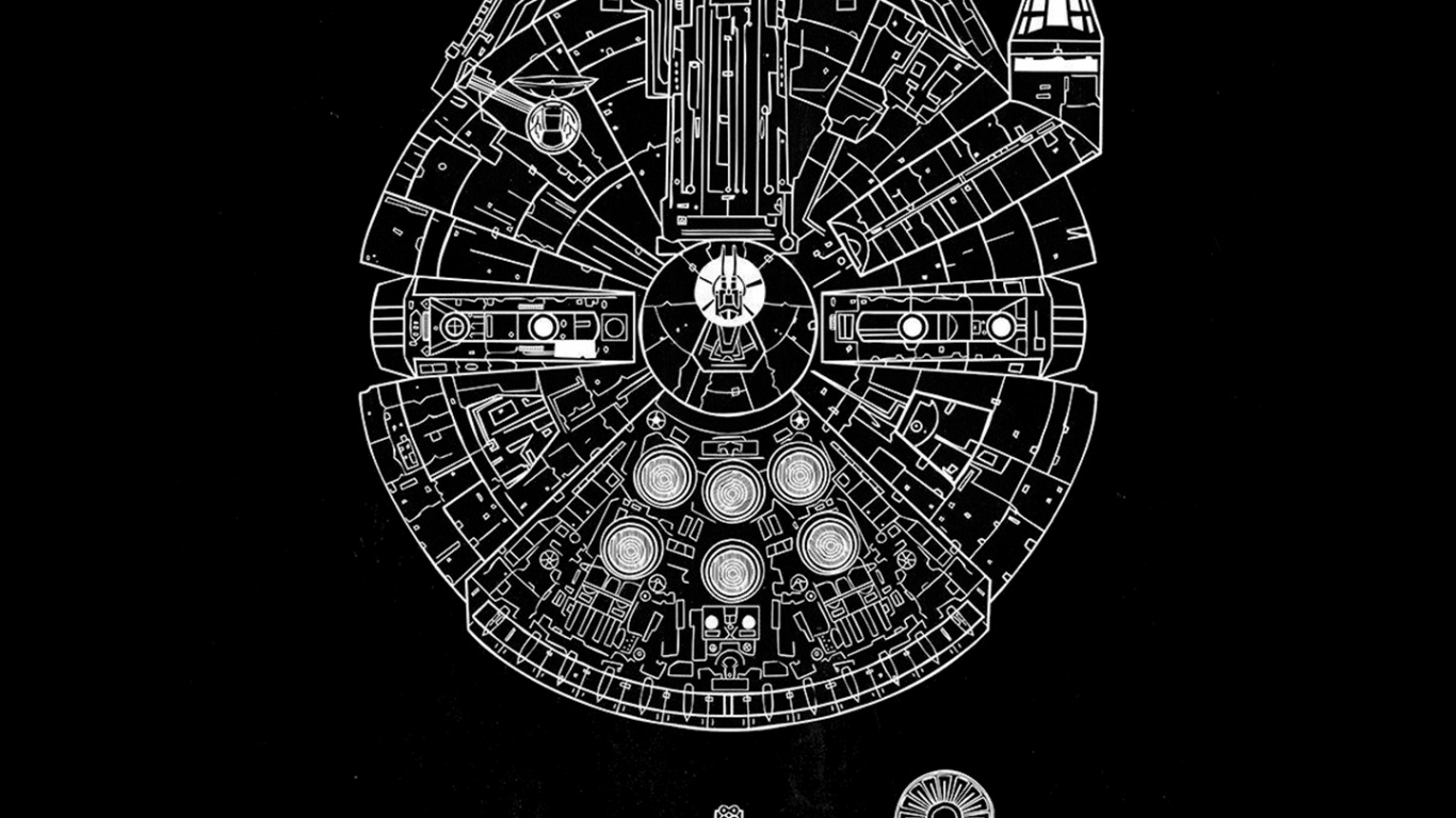 Star Wars, Amoled, OLED, Darth Vader, Millennium Falcon. Wallpaper in 1366x768 Resolution