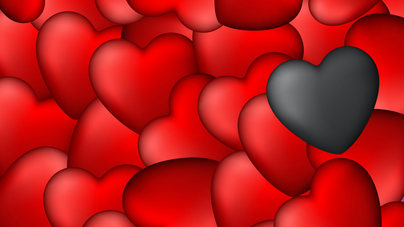 Prediseñadas en Forma de Corazón Rojo. Wallpaper in 1366x768 Resolution