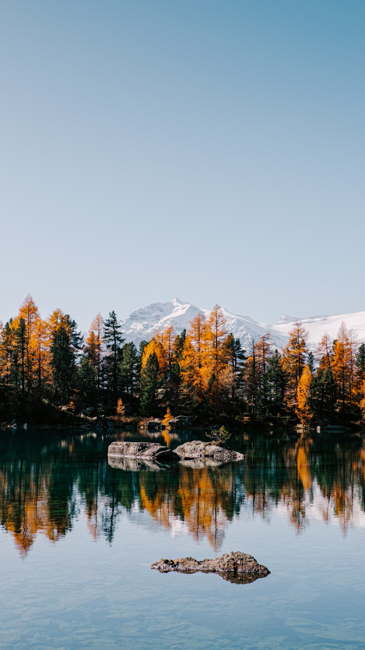 Lake, Reflection, Natural Landscape, Nature, Water. Wallpaper in 750x1334 Resolution