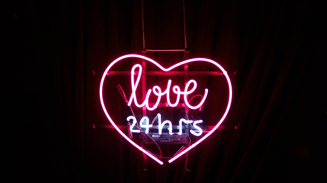 Neon Sign, Neon, Red, Light, Text. Wallpaper in 1280x720 Resolution