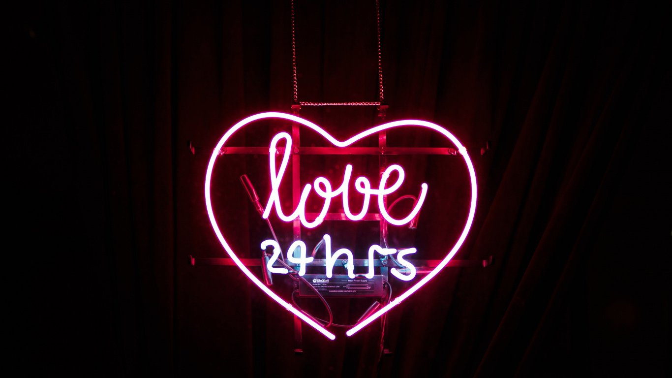 Neon Sign, Neon, Red, Light, Text. Wallpaper in 1366x768 Resolution