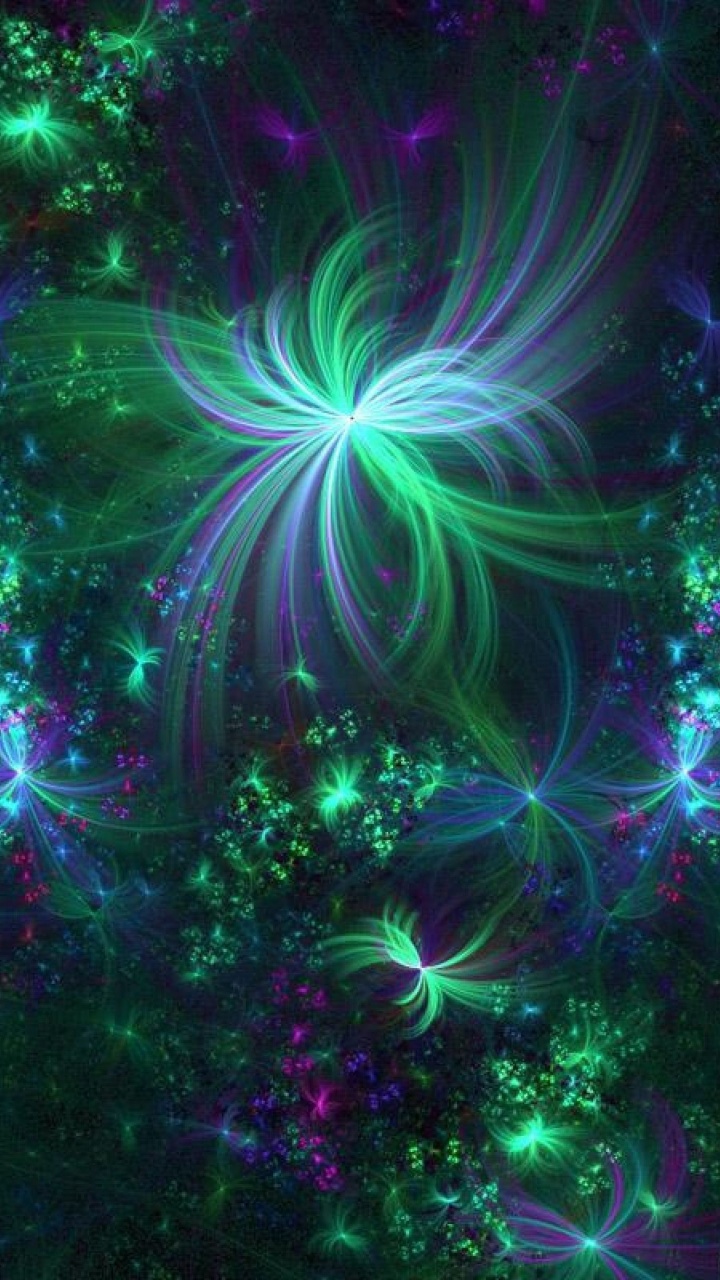 Arbre Illuminé Violet et Vert. Wallpaper in 720x1280 Resolution