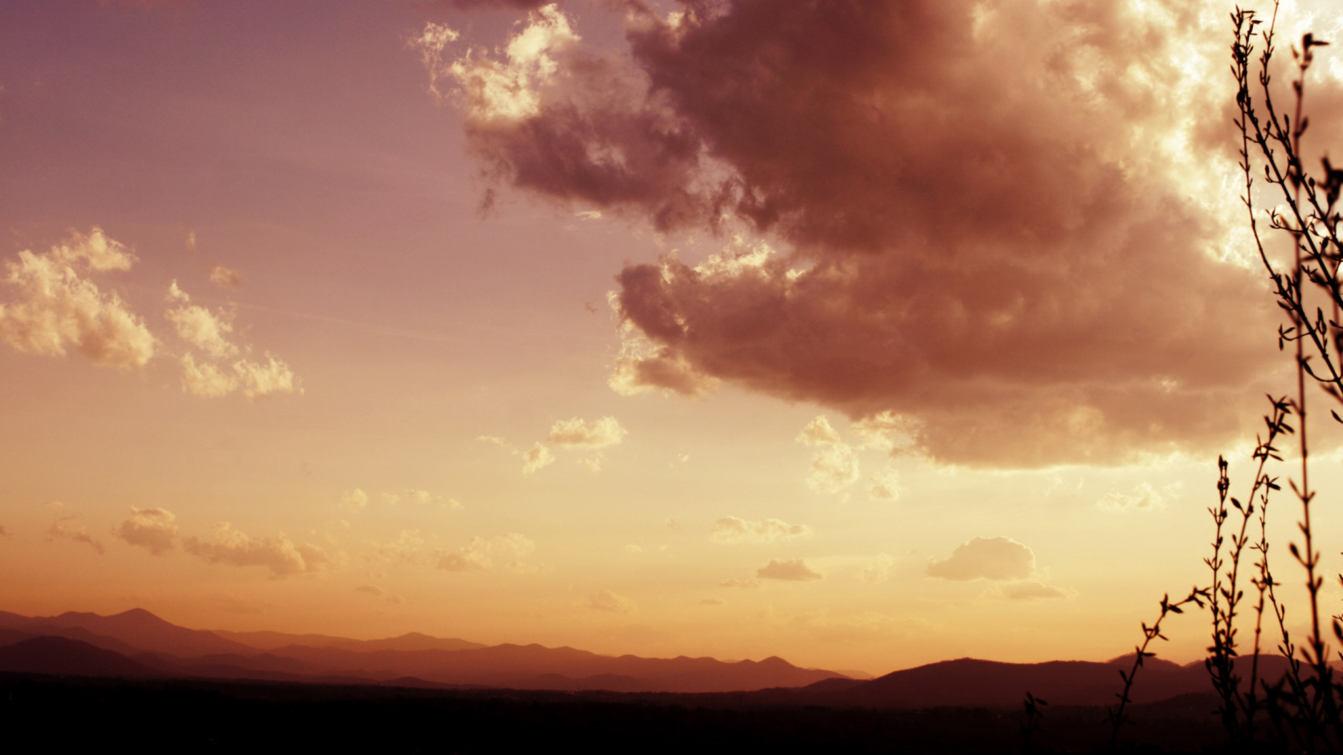 Silhouette of Mountain Under Cloudy Sky During Sunset. Wallpaper in 1920x1080 Resolution