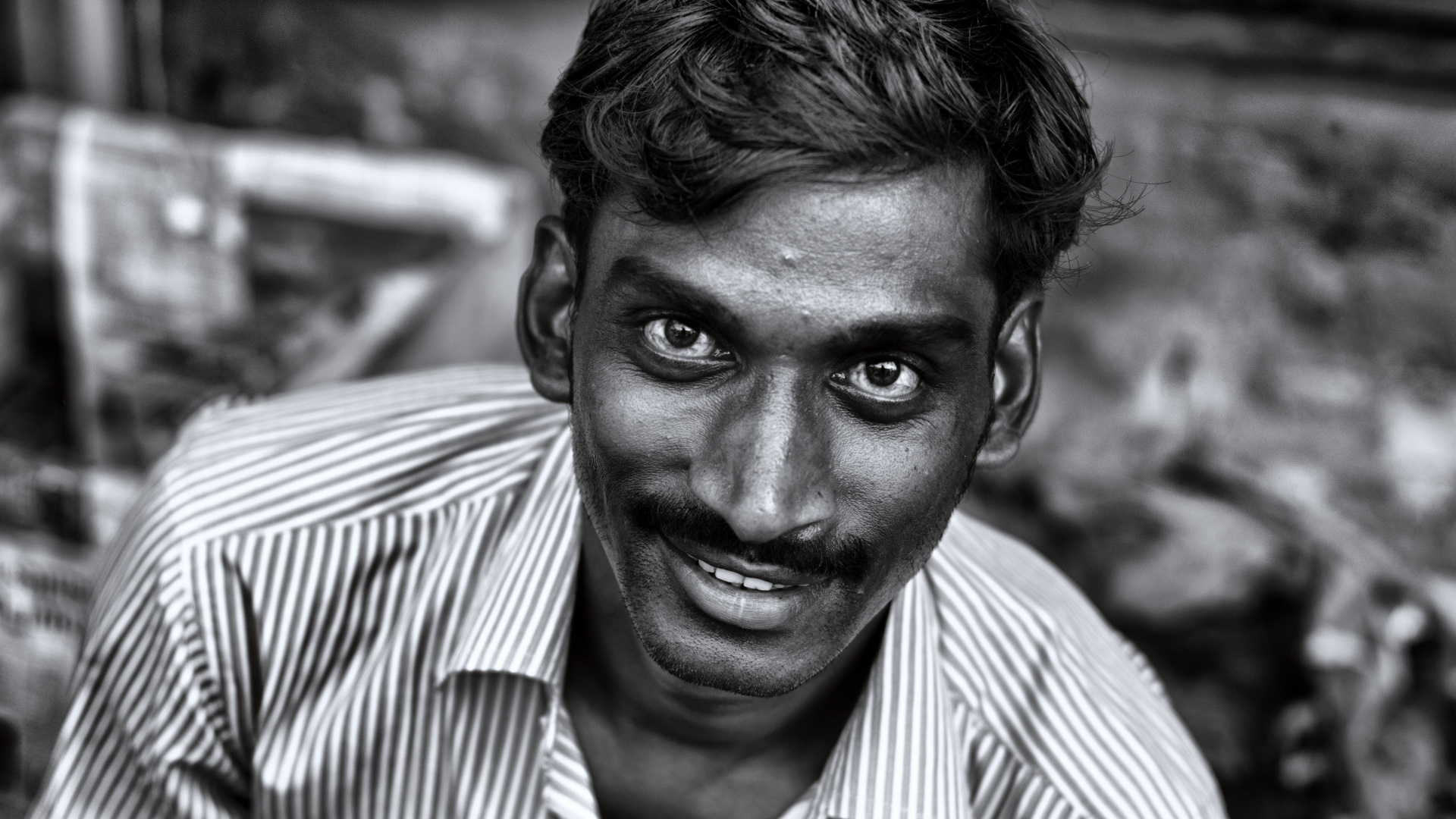 Portrait, Gesicht, Monochrom, Auge, Lächeln. Wallpaper in 1920x1080 Resolution