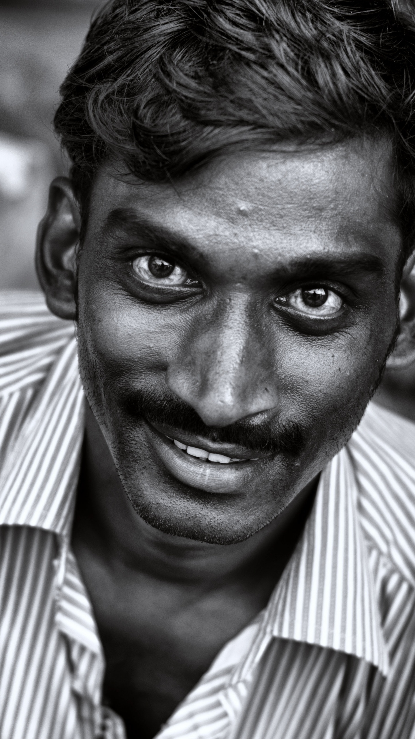 Portrait, Face, Monochrome, Eye, Smile. Wallpaper in 1440x2560 Resolution