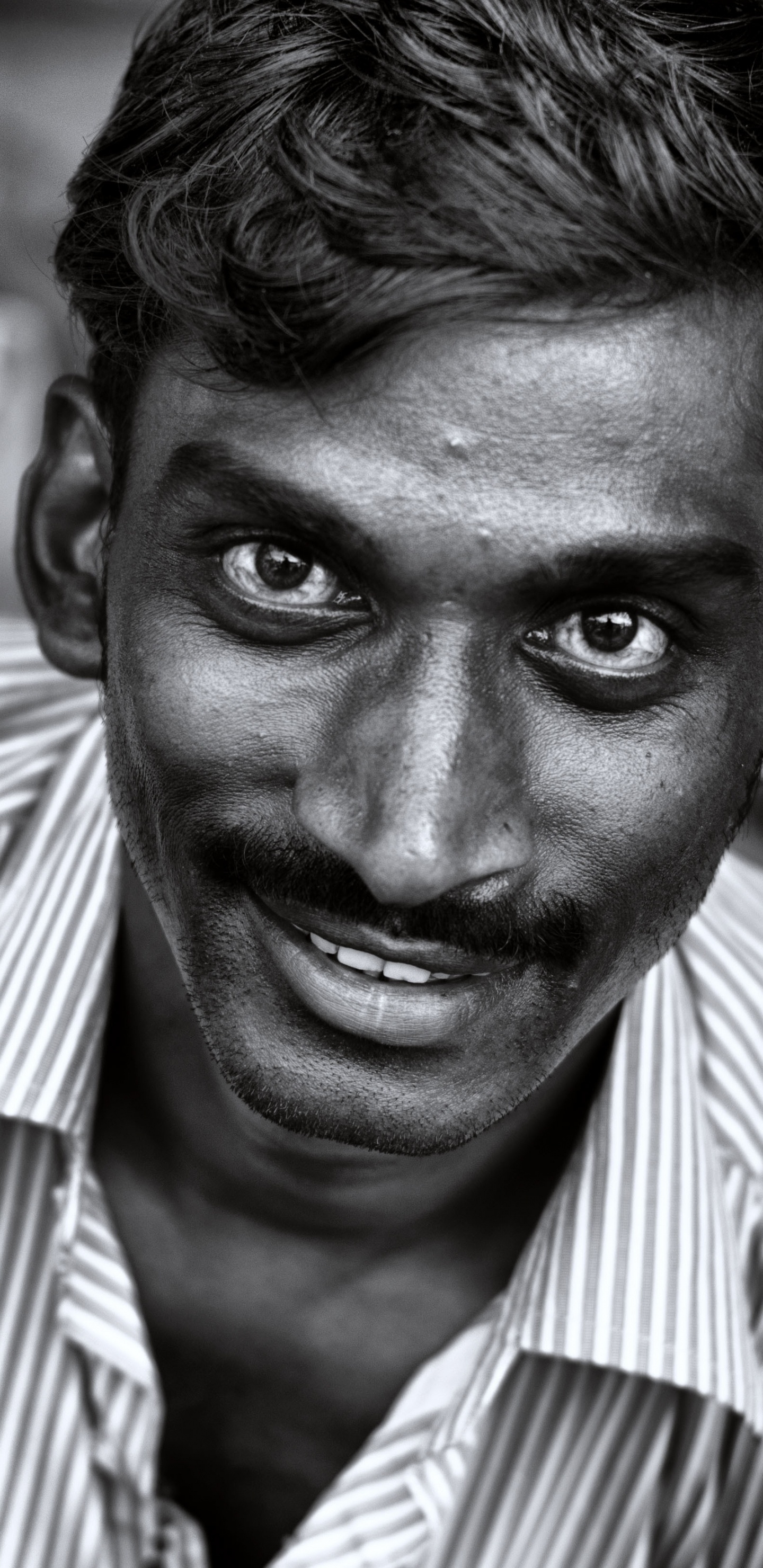 Portrait, Face, Monochrome, Eye, Smile. Wallpaper in 1440x2960 Resolution