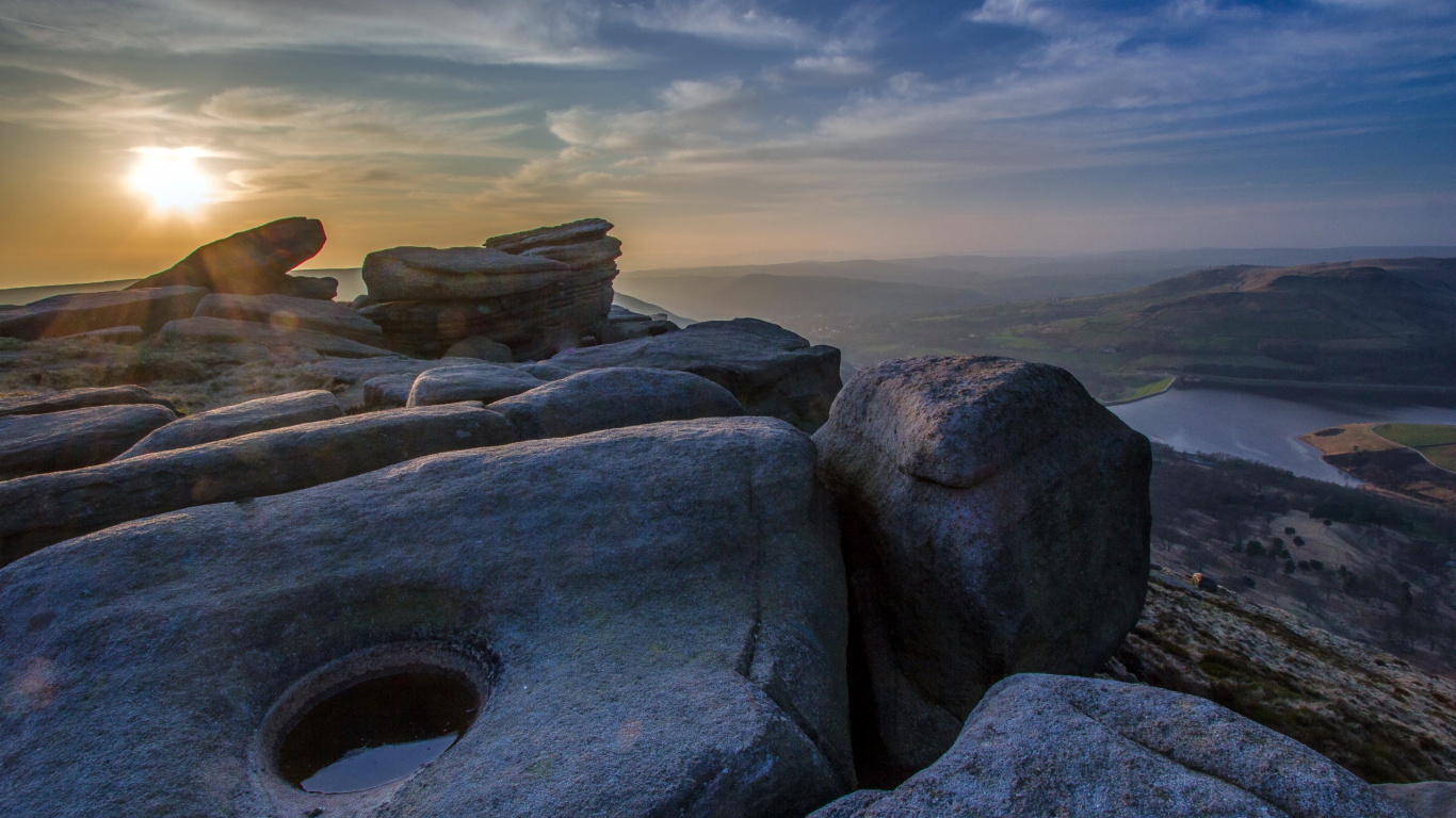 Nature, Rock, Formation, Matin, Horizon. Wallpaper in 1366x768 Resolution