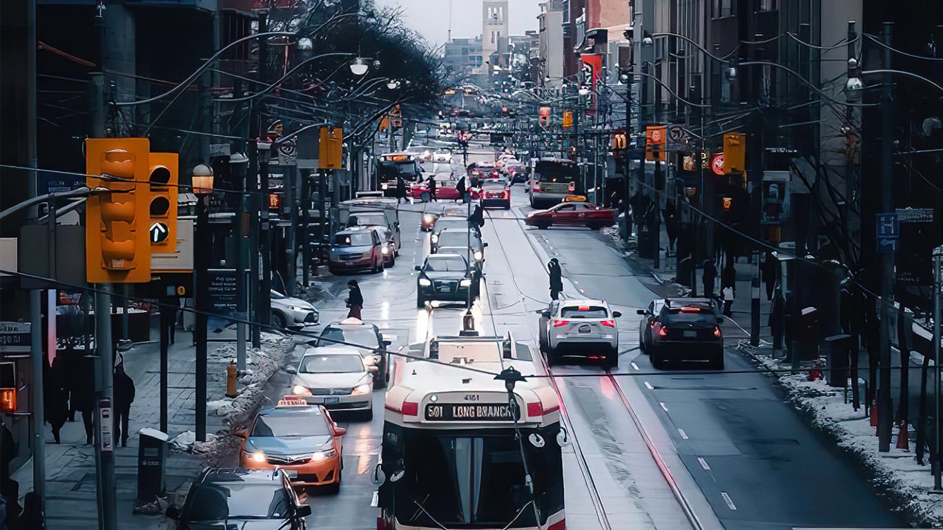 Car, Toronto, Bus, Gebäude, Automotive Lighting. Wallpaper in 1366x768 Resolution