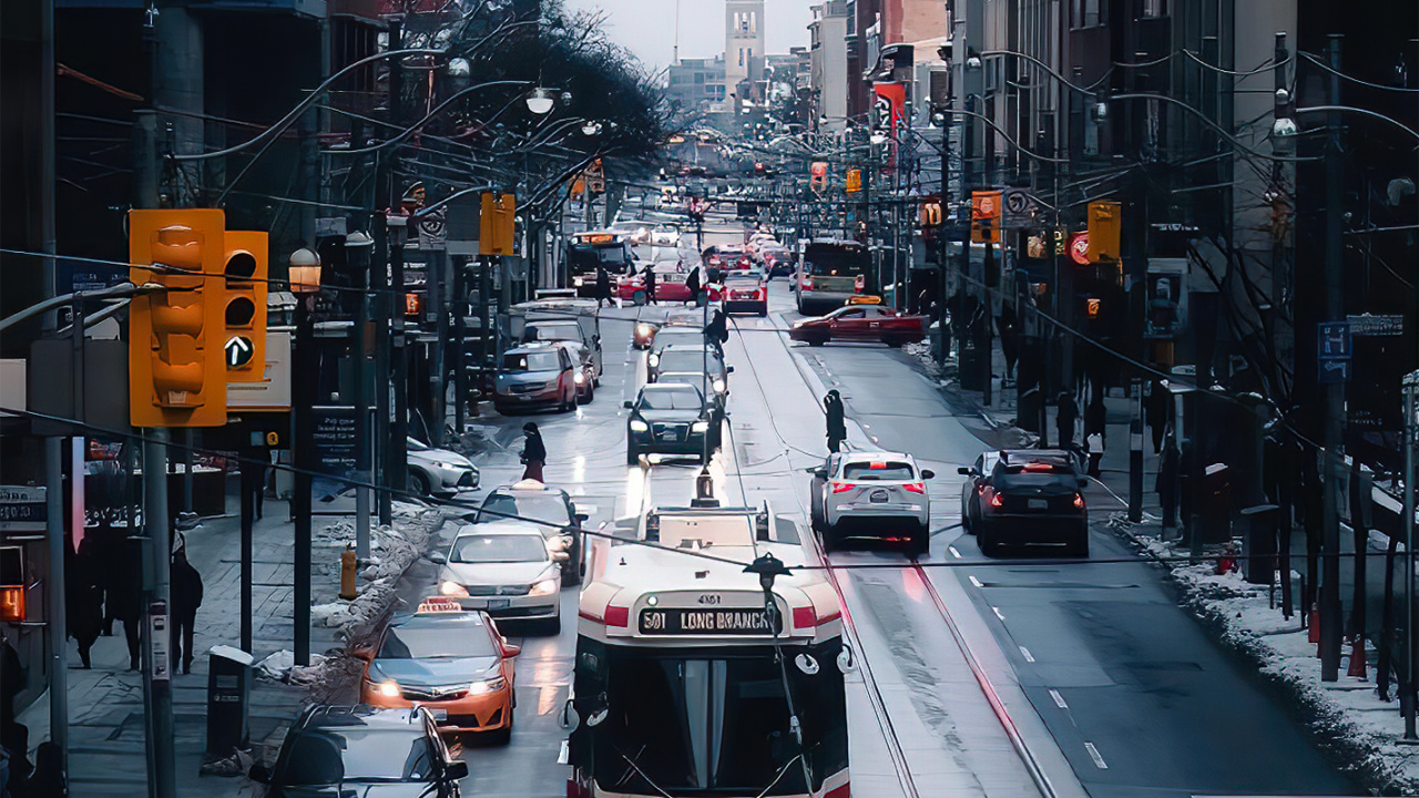 Coche, Toronto, Bus, Edificio, Iluminación Automotriz. Wallpaper in 1280x720 Resolution