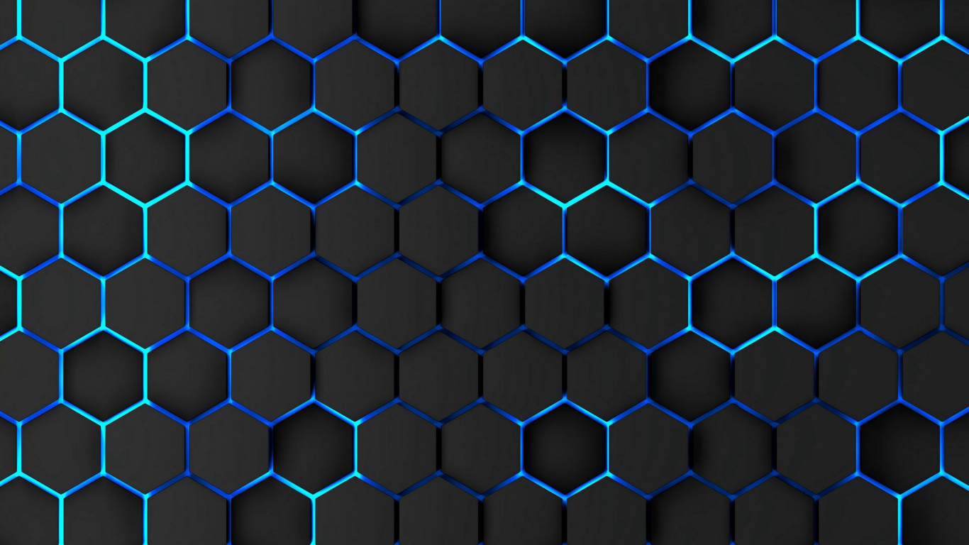 Honeycomb, Standing, Azure, Black, Line. Wallpaper in 1366x768 Resolution