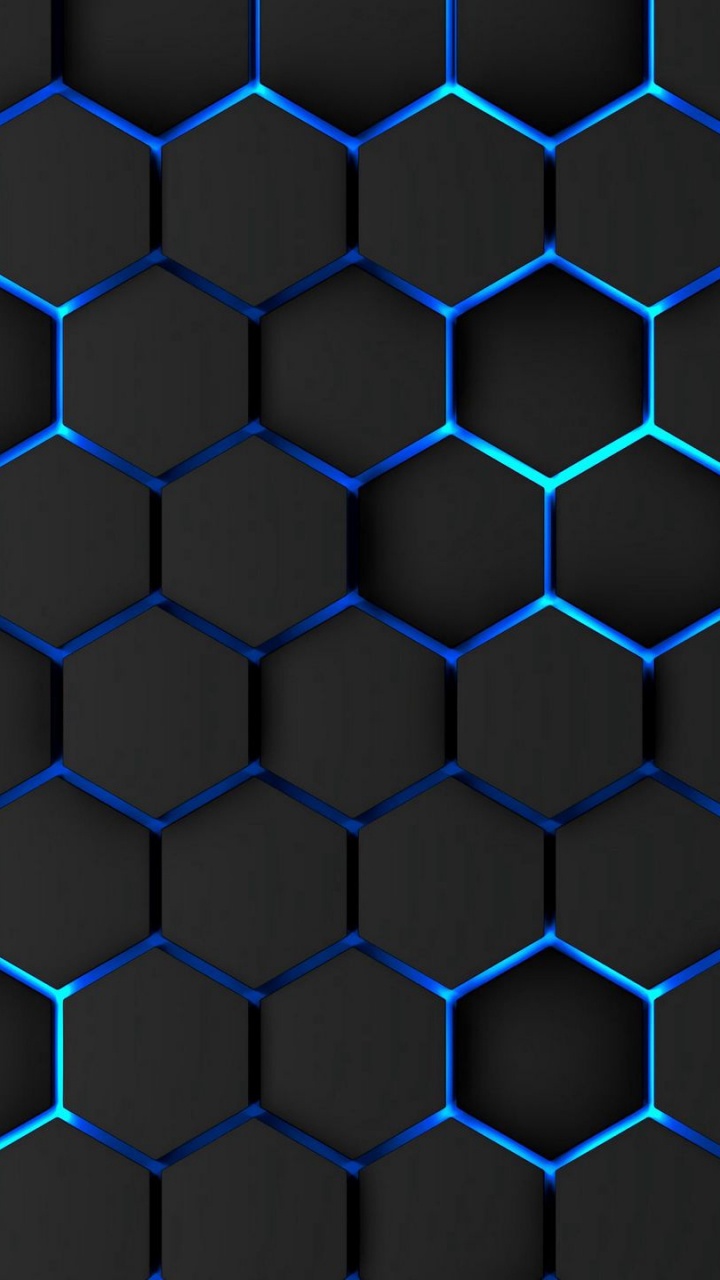 Honeycomb, Standing, Azure, Black, Line. Wallpaper in 720x1280 Resolution
