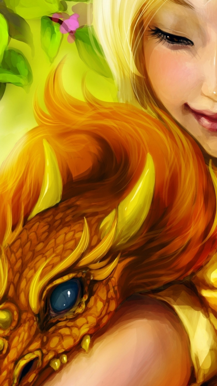 Woman With Yellow Hair Wearing Yellow Dress. Wallpaper in 750x1334 Resolution