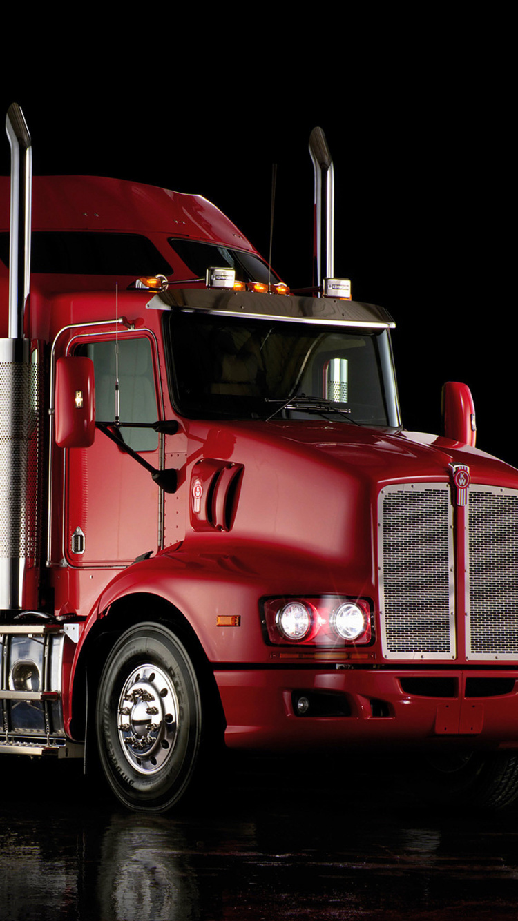 Red and White Freight Truck. Wallpaper in 750x1334 Resolution
