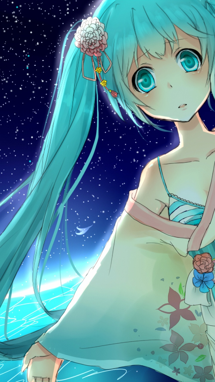 Femme en Robe Bleue Illustration. Wallpaper in 720x1280 Resolution