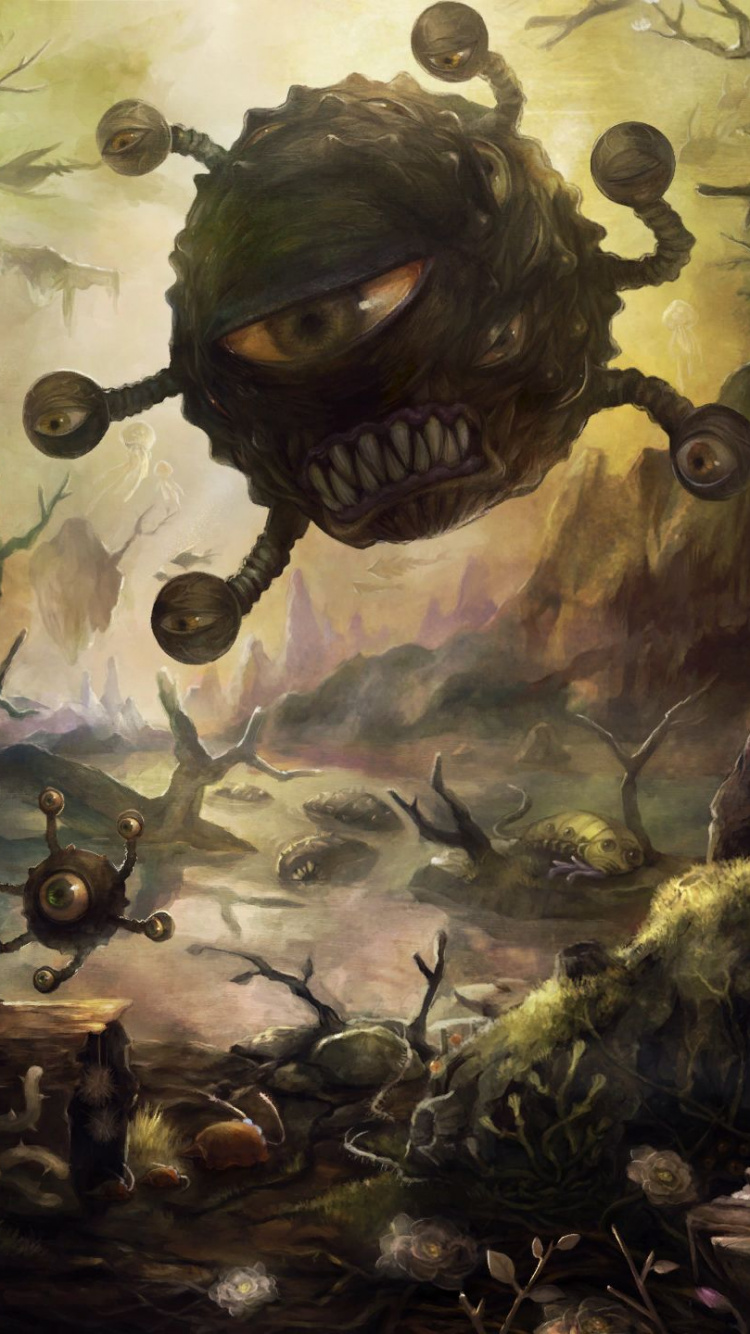 Schwarze Und Braune Schädel- Und Blumenmalerei. Wallpaper in 750x1334 Resolution