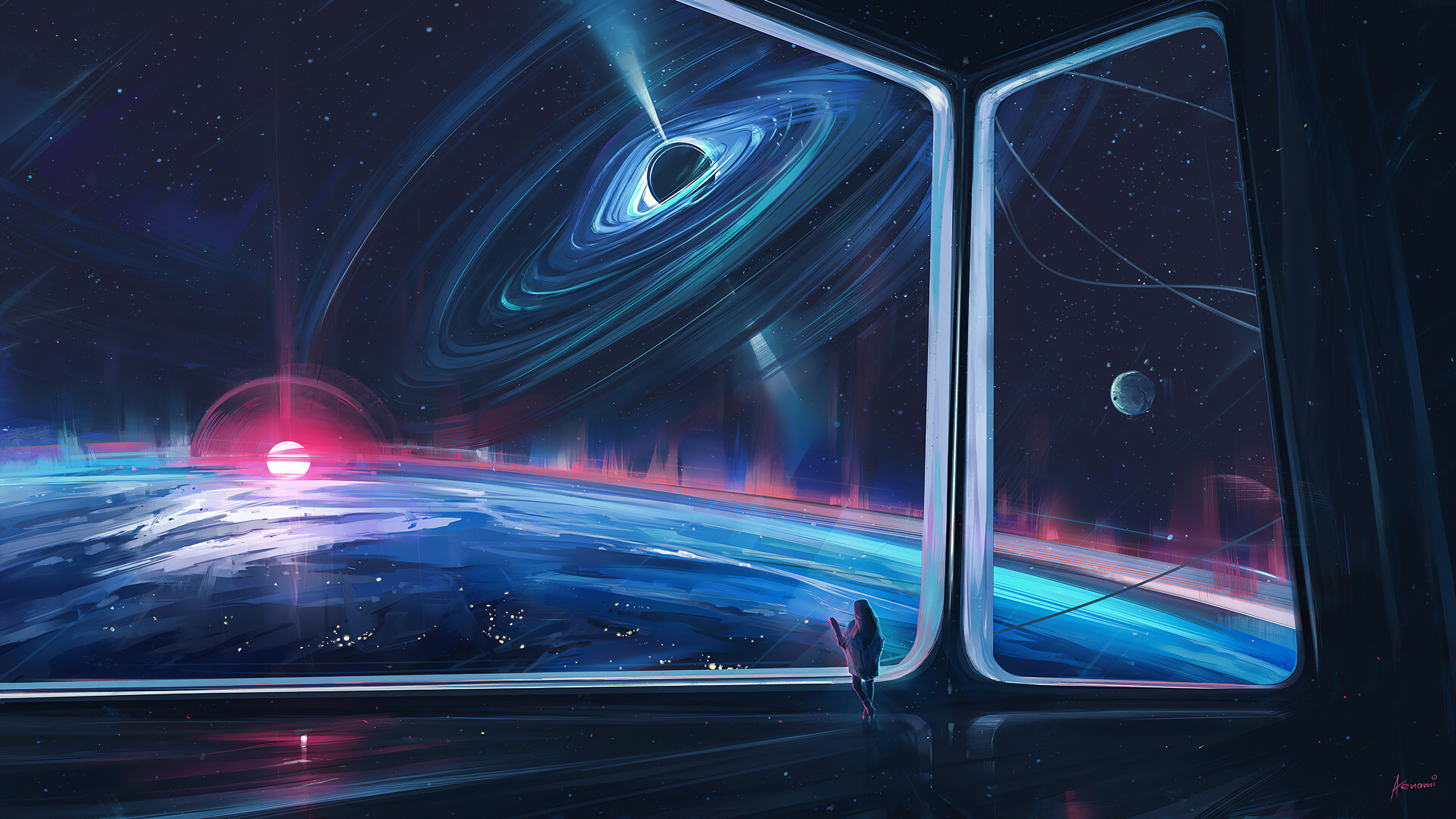 Red and Blue Light Digital Wallpaper. Wallpaper in 3840x2160 Resolution