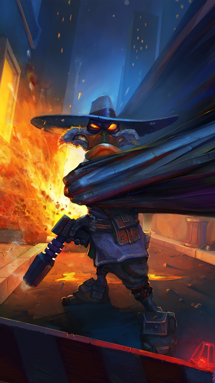 Homme en Costume Noir et Rouge Tenant un Fusil Noir et Orange. Wallpaper in 720x1280 Resolution