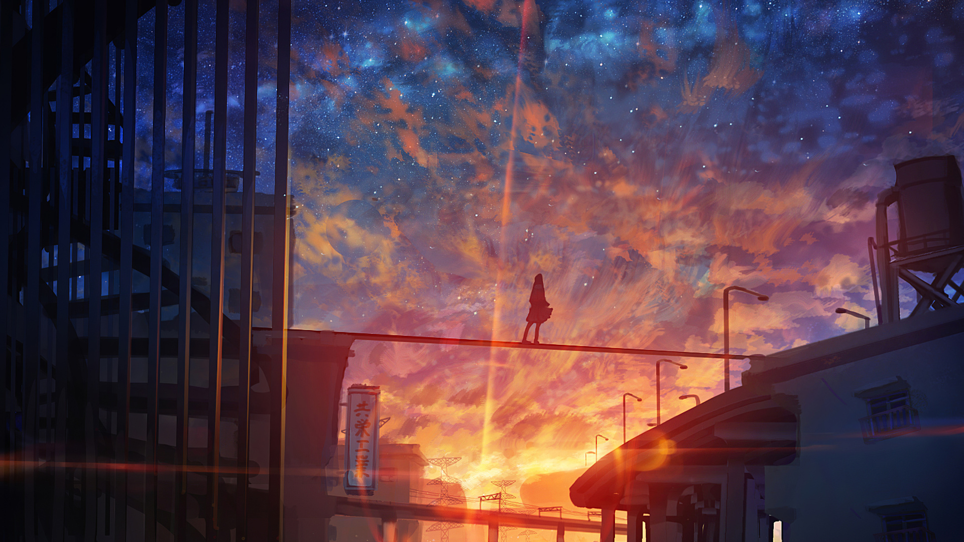 Art Illustration Anime Landscape Cloud Full HD HDTV - Wallpapers