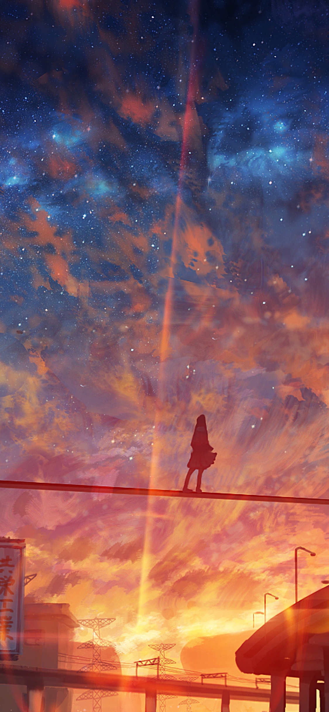 Kunst, Illustration, Anime, Cloud, Atmosphäre. Wallpaper in 1125x2436 Resolution