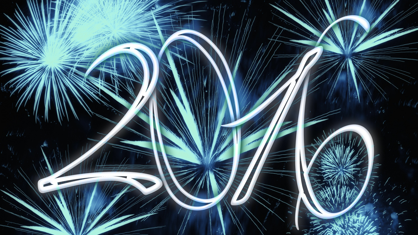 New Year, New Years Eve, Fireworks, New Years Day, Neon. Wallpaper in 1366x768 Resolution
