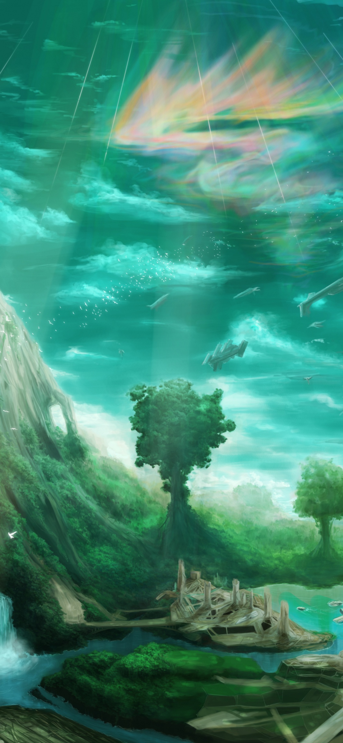 性质, 水道, 生物群落, 水下, 绿色的 壁纸 1125x2436 允许