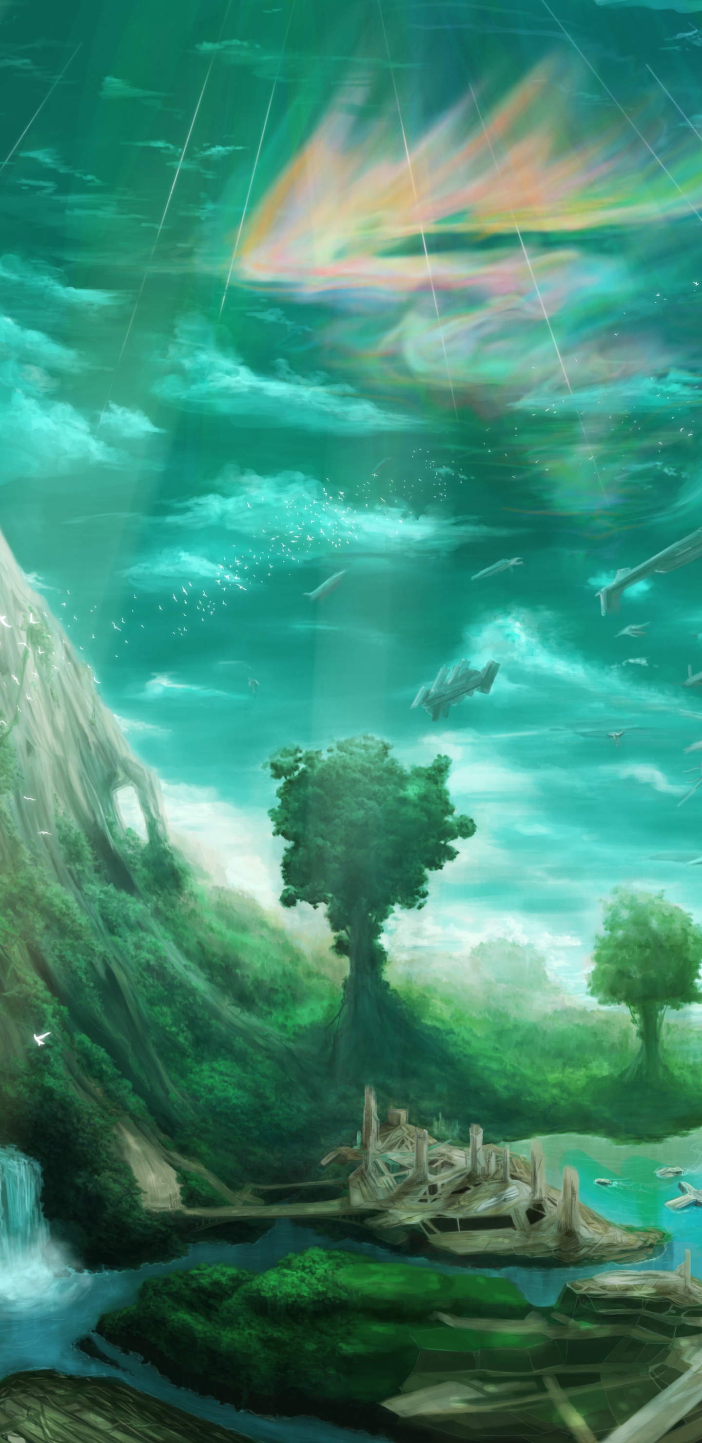 性质, 水道, 生物群落, 水下, 绿色的 壁纸 1440x2960 允许