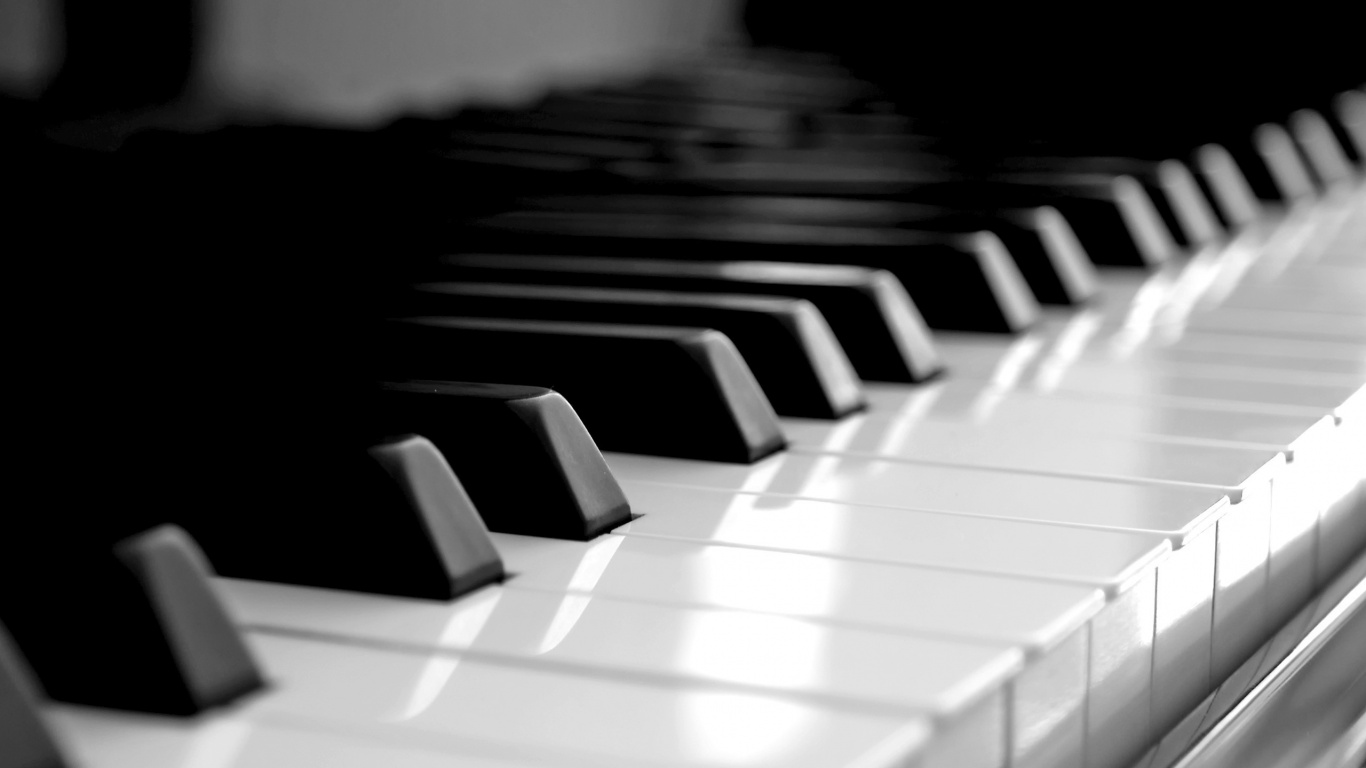 Piano, Clavier, Clavier Musical, Clé, Noir et Blanc. Wallpaper in 1366x768 Resolution