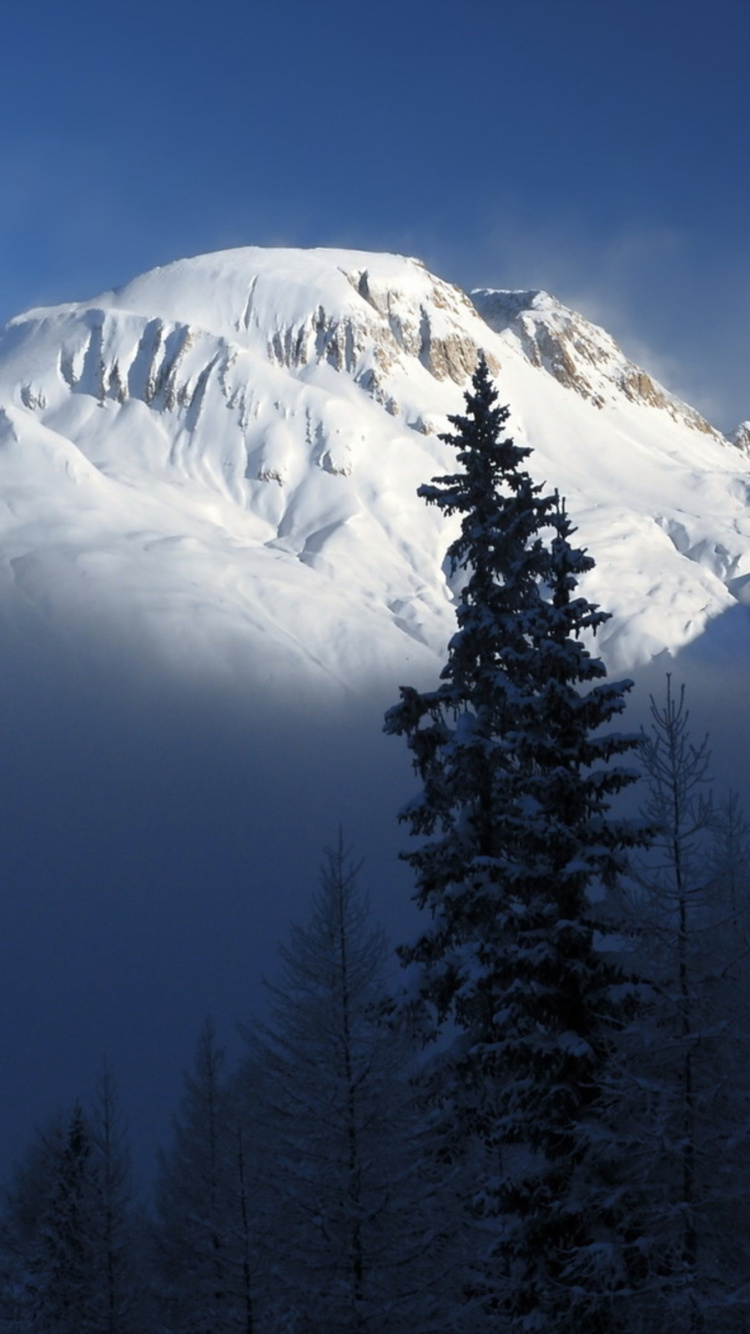 Schneebedeckter Berg Tagsüber. Wallpaper in 750x1334 Resolution