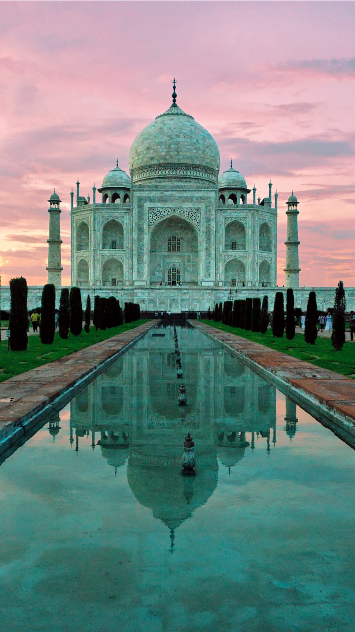 泰姬陵, 纪念碑, 旅游景点, 里程碑, 反射 壁纸 720x1280 允许