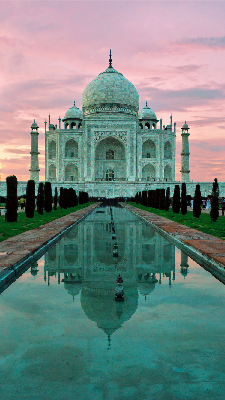 泰姬陵, 纪念碑, 旅游景点, 里程碑, 反射 壁纸 750x1334 允许