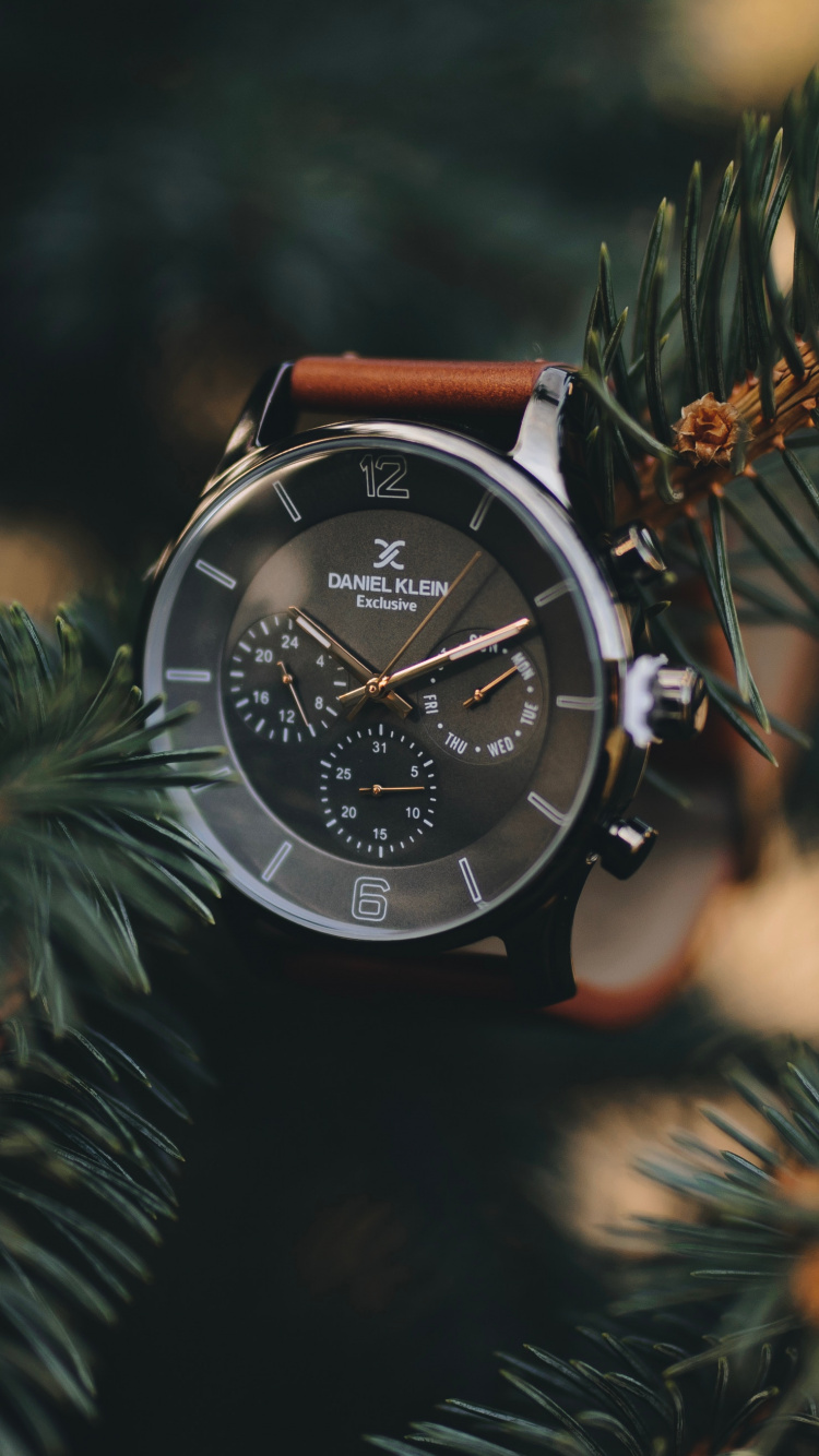 Personne Tenant Une Montre Chronographe Ronde en Argent. Wallpaper in 750x1334 Resolution