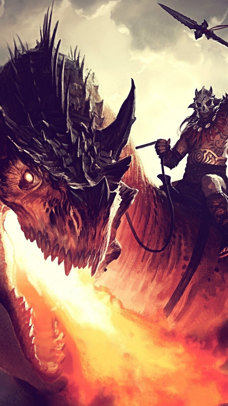 Dragon, Fabelwesen, Mythologie, Feuer, Fiktiver Charakter. Wallpaper in 750x1334 Resolution