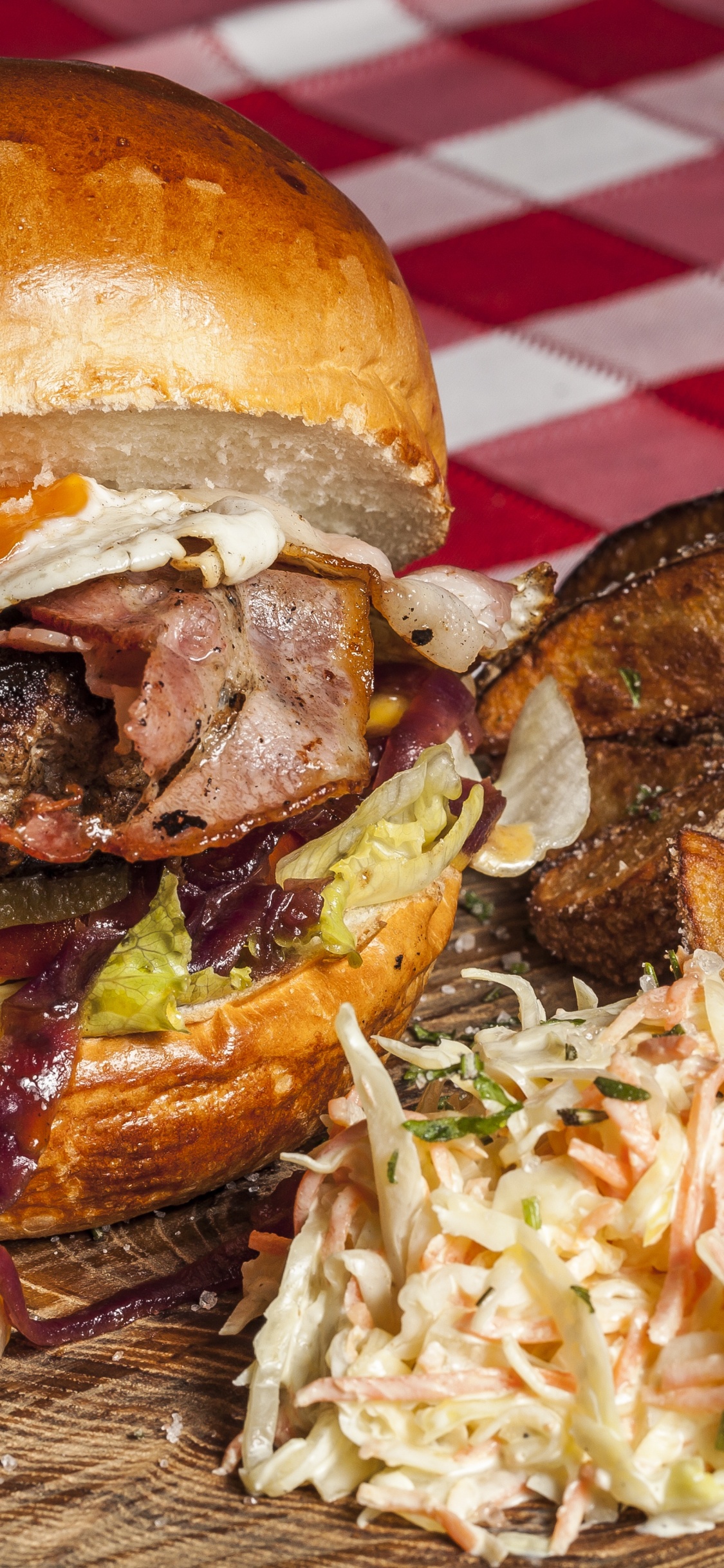 Hamburger, American Cuisine, French Fries, Cheeseburger, Beef. Wallpaper in 1125x2436 Resolution