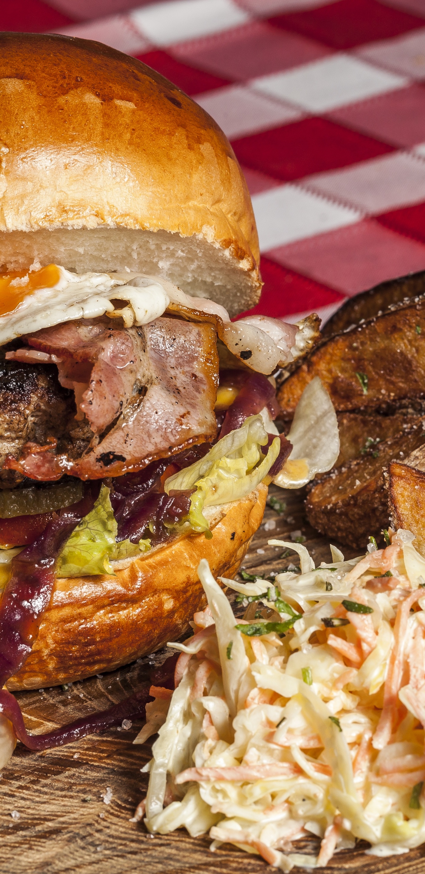 Hamburger, American Cuisine, French Fries, Cheeseburger, Beef. Wallpaper in 1440x2960 Resolution