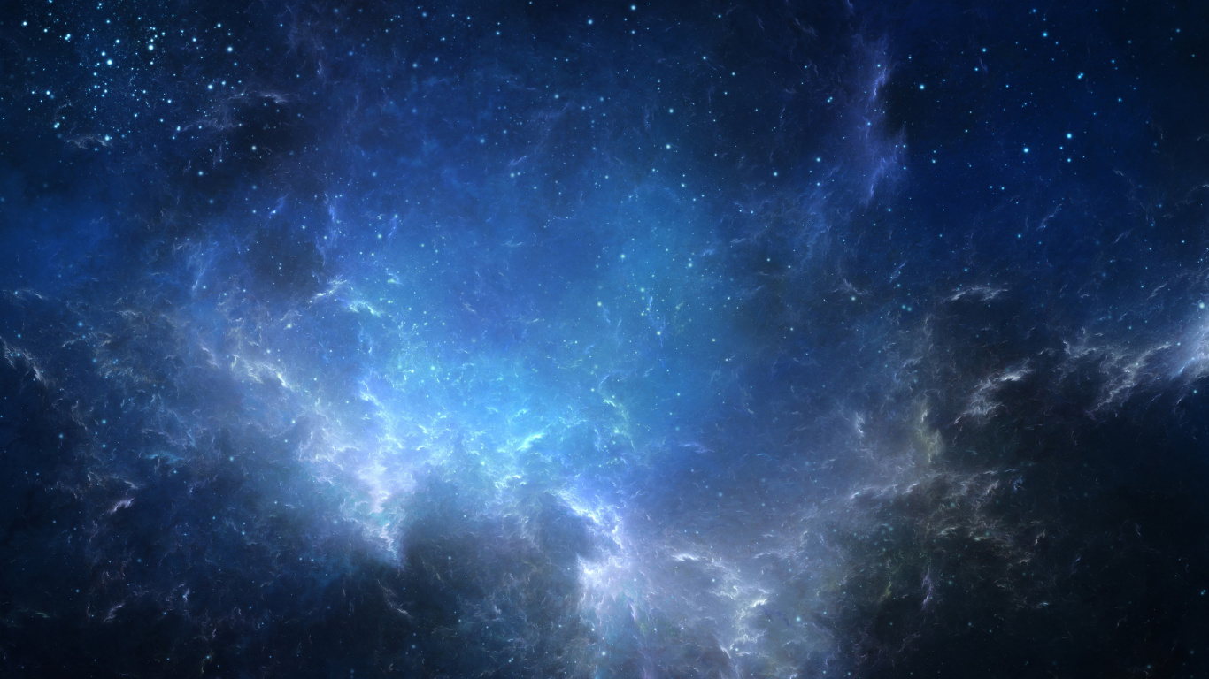 Blue and White Starry Night Sky. Wallpaper in 1366x768 Resolution