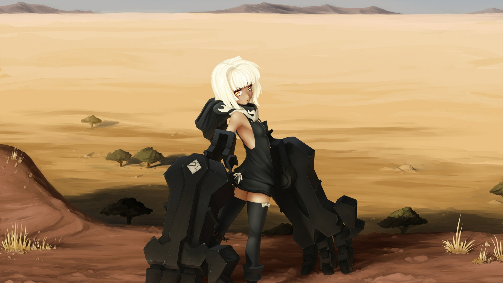 Woman in Black Coat and White Mask Sitting on Brown Sand. Wallpaper in 1920x1080 Resolution