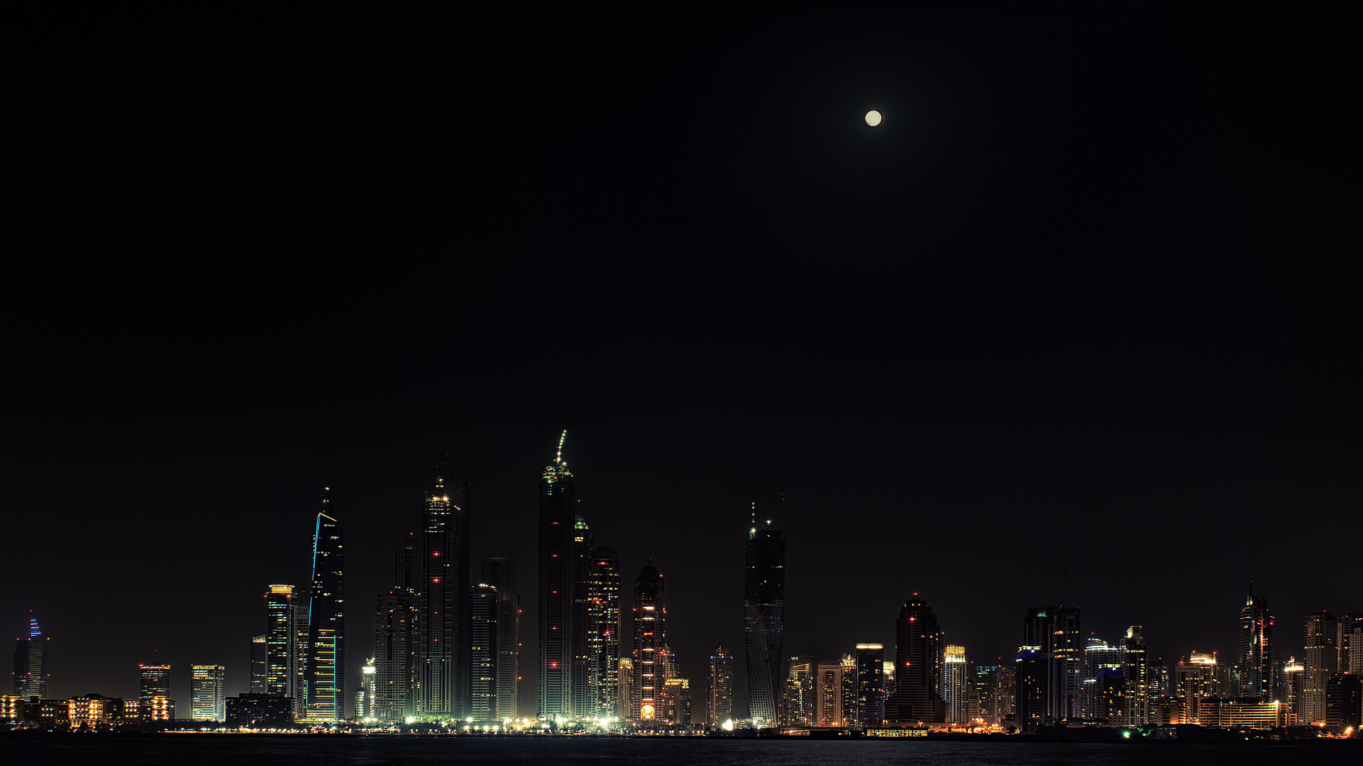 Horizon de la Ville Pendant la Nuit. Wallpaper in 1920x1080 Resolution