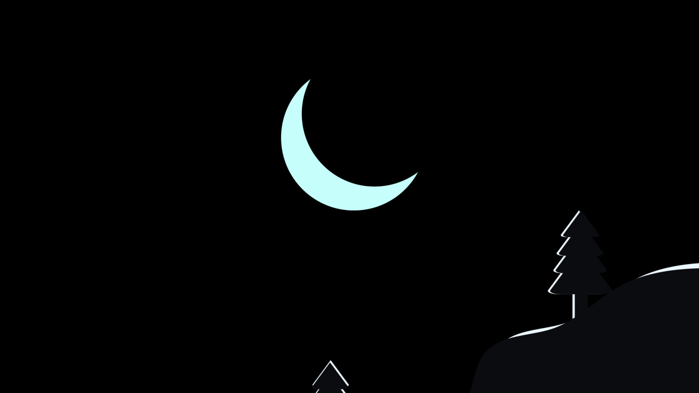 Ios, Tablet, Amoled, Moon, Crescent. Wallpaper in 1366x768 Resolution