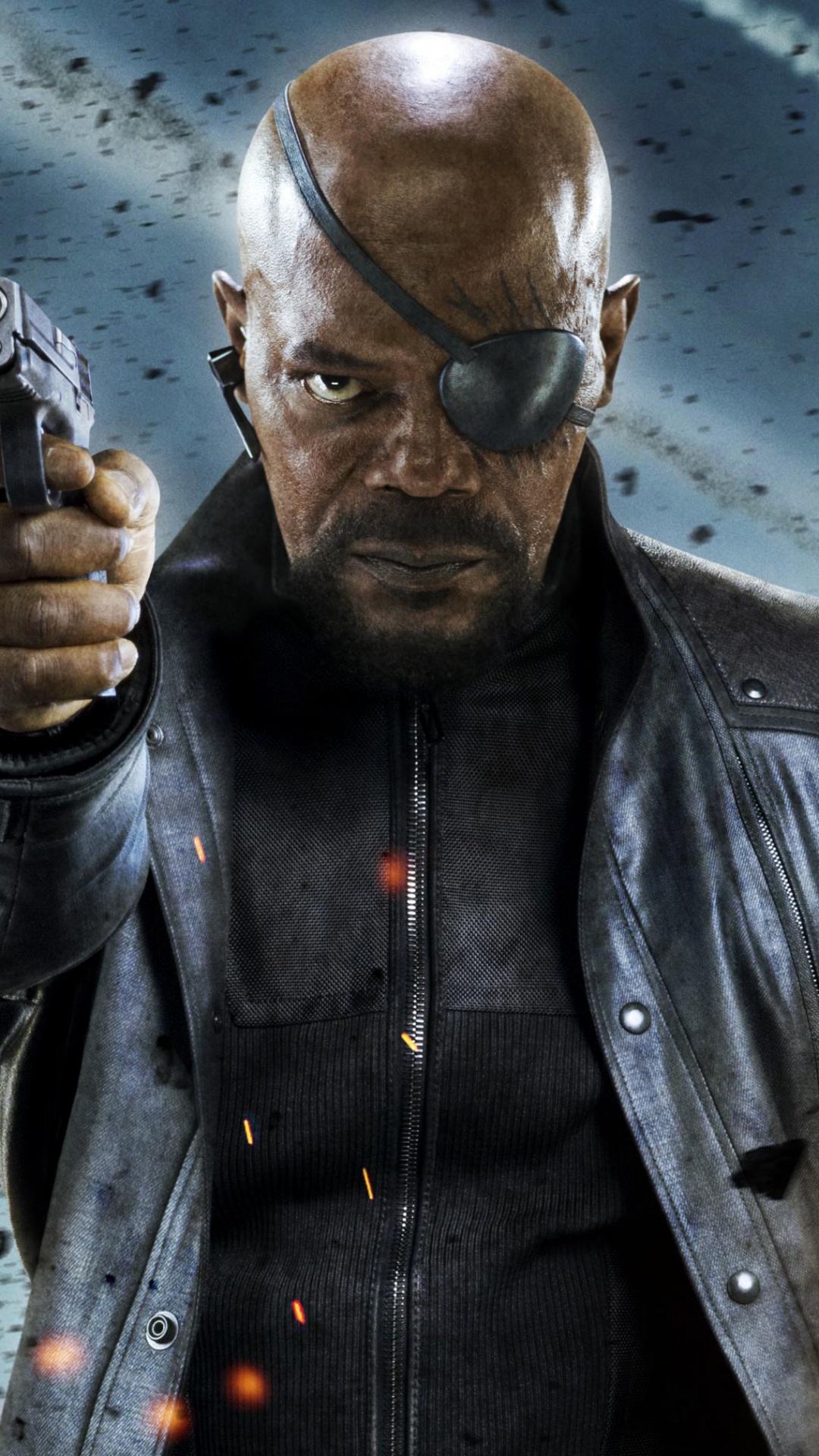 Man in Black Leather Jacket Holding a Silver and Black Smartphone. Wallpaper in 1080x1920 Resolution