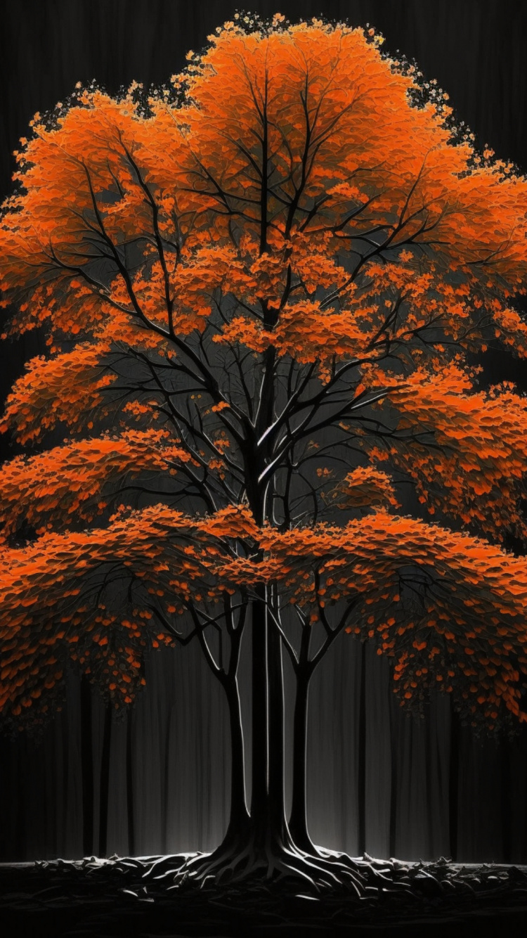 Ahorn, Baum, Malerei, Garden, Reiseführer. Wallpaper in 750x1334 Resolution