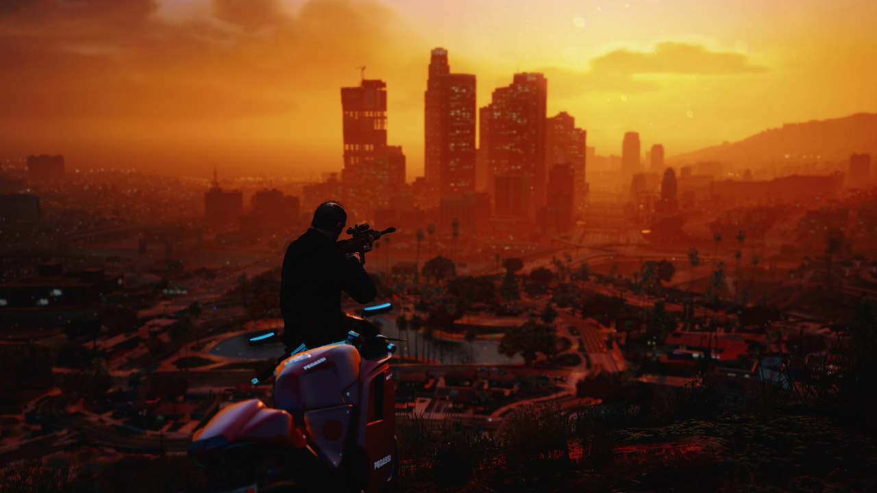 Grand Theft Auto v, Mod, City, Dusk, Sunset. Wallpaper in 1280x720 Resolution