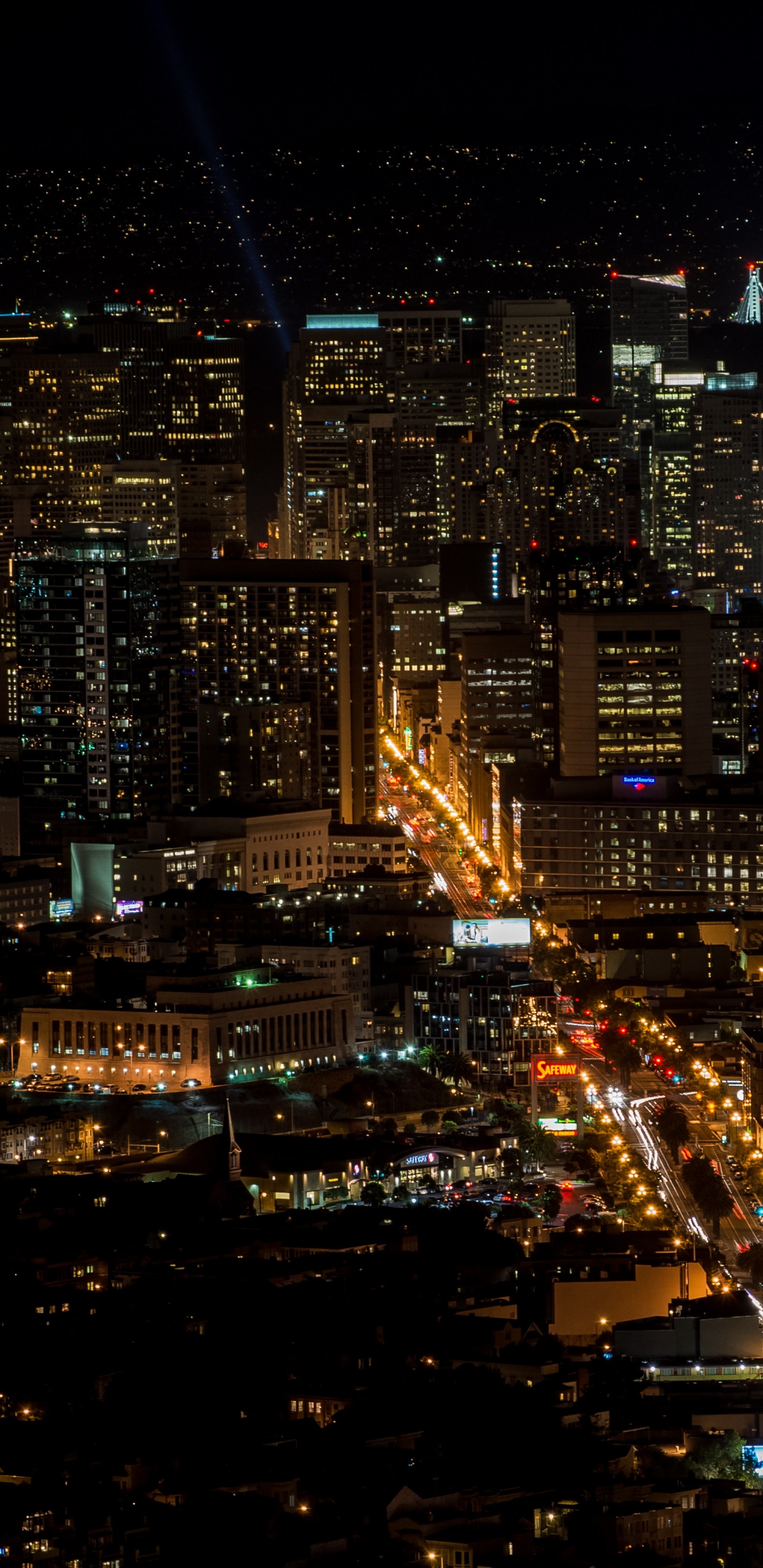 City With High Rise Buildings During Night Time. Wallpaper in 1440x2960 Resolution