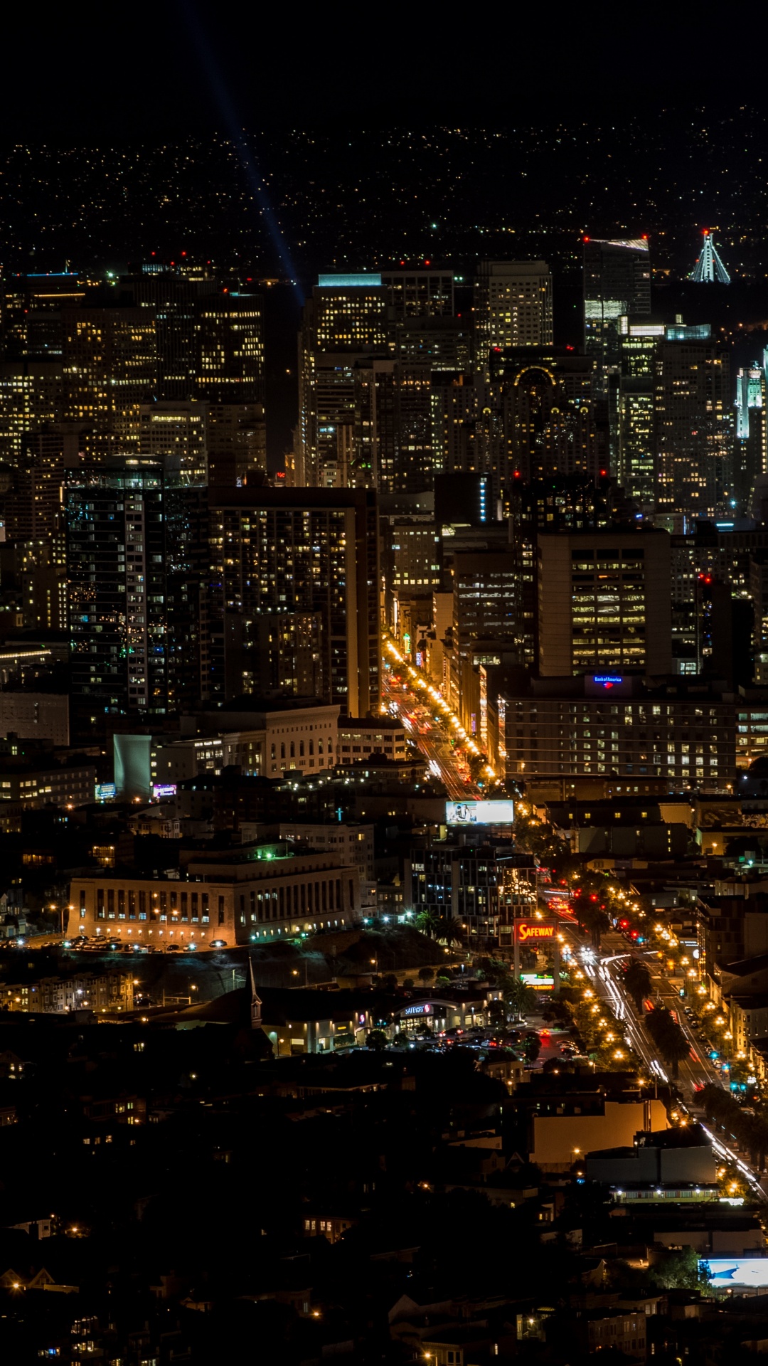 Ville Avec Des Immeubles de Grande Hauteur Pendant la Nuit. Wallpaper in 1080x1920 Resolution