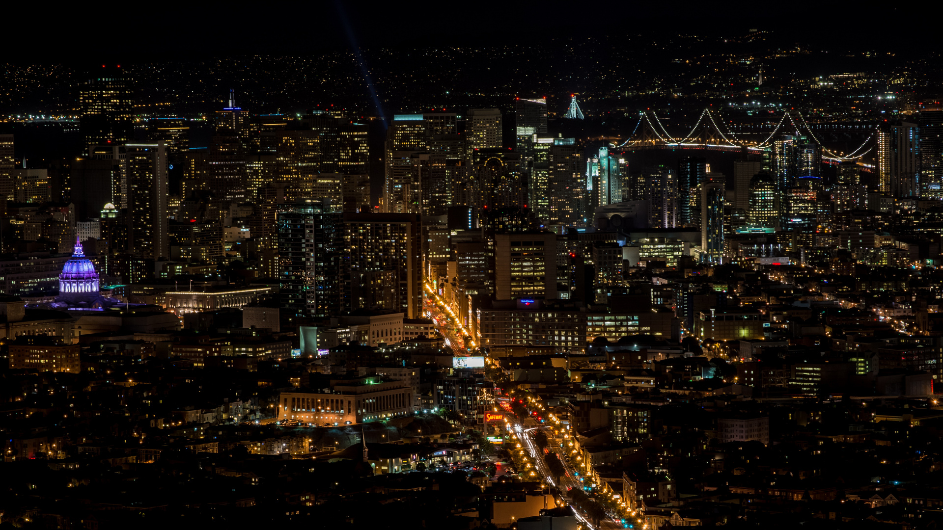 Ville Avec Des Immeubles de Grande Hauteur Pendant la Nuit. Wallpaper in 1920x1080 Resolution