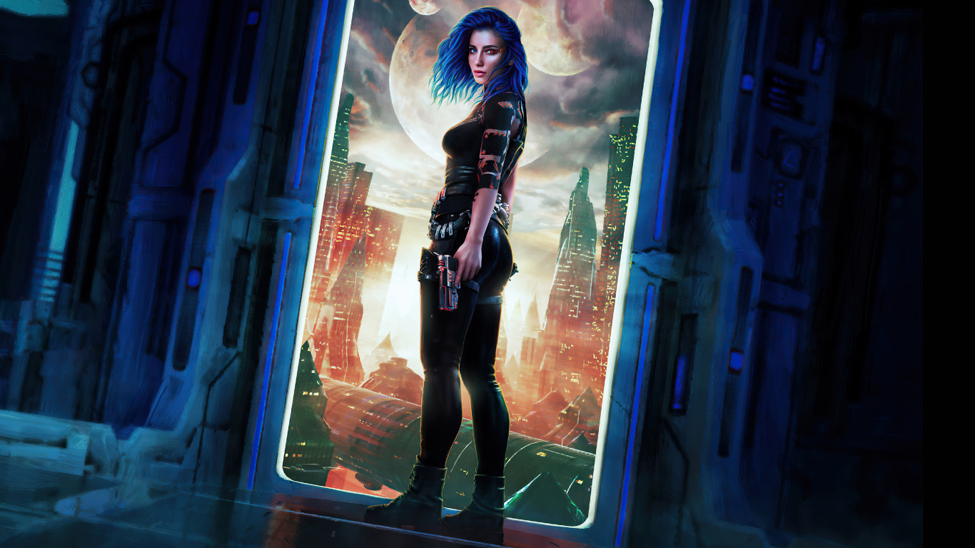 Sci fi Woman Warrior, Science Fiction, Fantasy, Art, Fiction. Wallpaper in 1366x768 Resolution